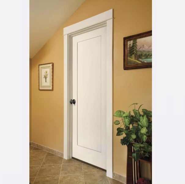 PreHung: Madison 6/8(80") Primed Moulded Smooth 1-Panel Shaker Style Hollow Core Slab 1 3/8"