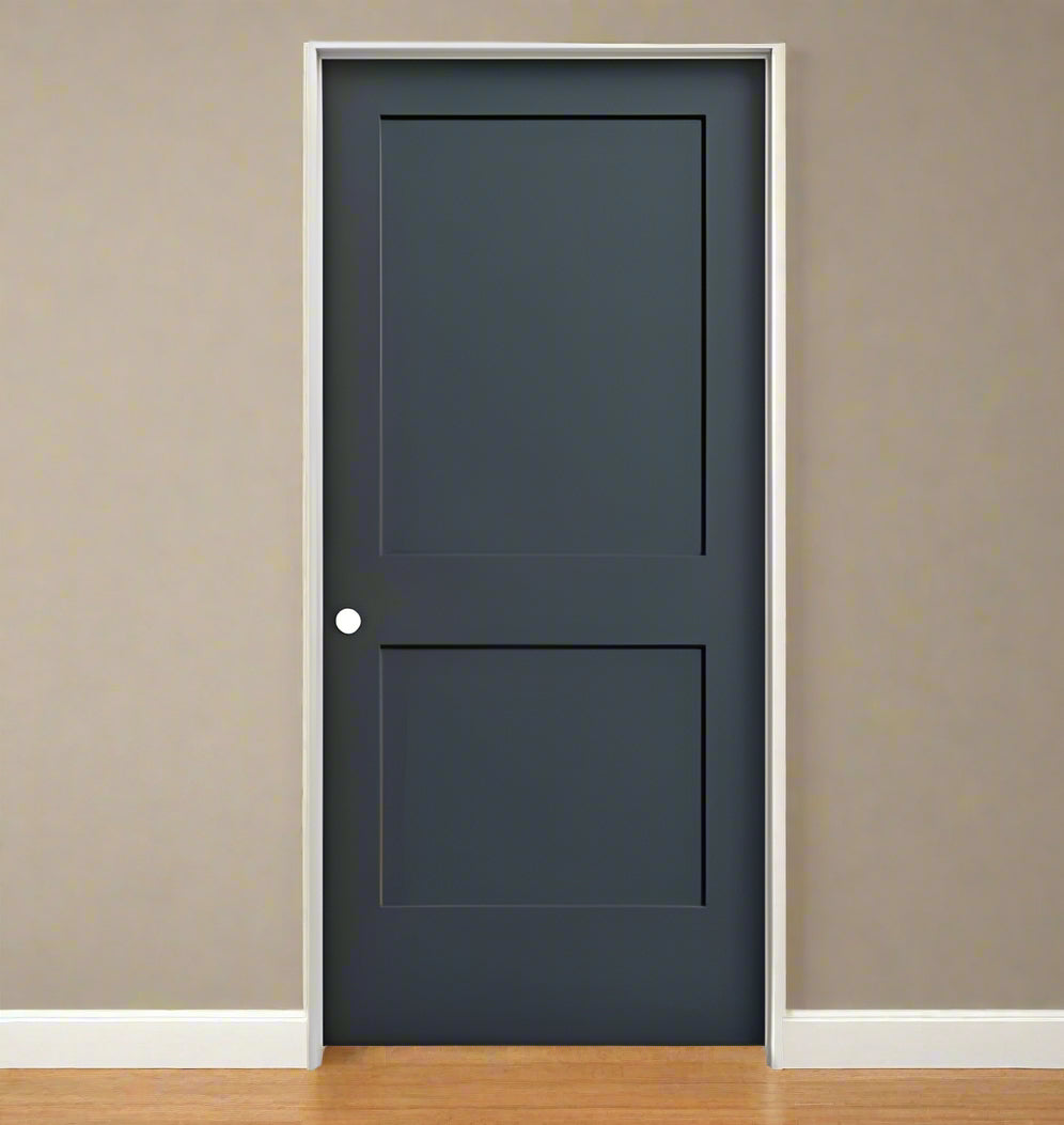 PreHung: Monroe 6/8(80") Primed Moulded Smooth 2-Panel Shaker Style Hollow Core Slab 1 3/8"