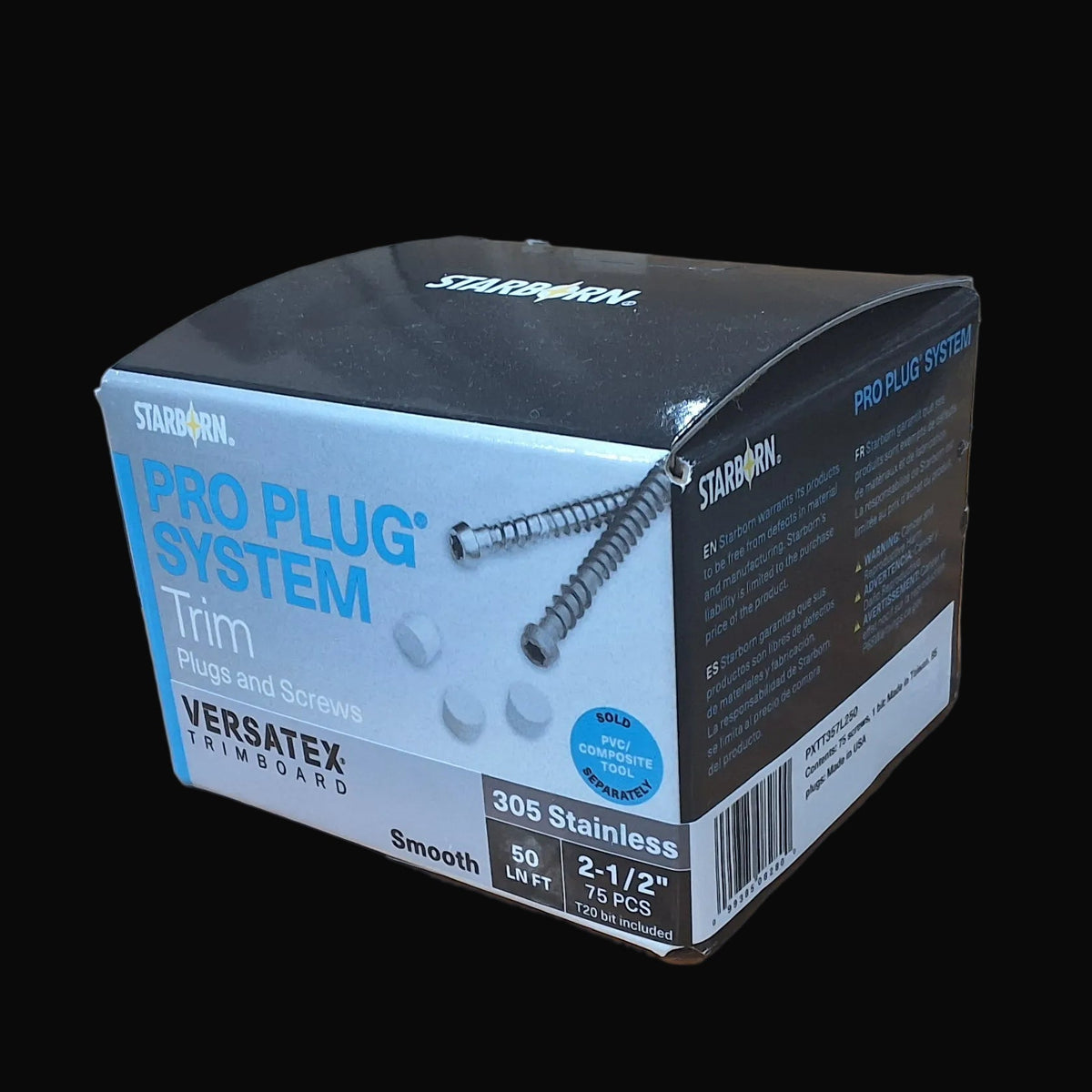 Versatex Pro Plug System trim Plug and screws 305 stainless steel, 2-1/2" 75pcs