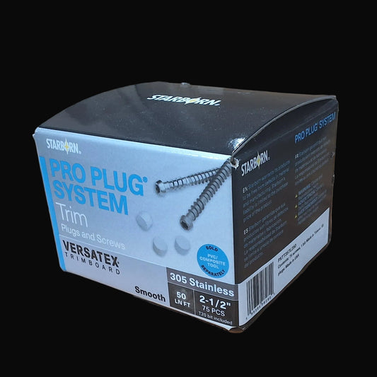 Versatex Pro Plug System trim Plug and screws 305 stainless steel, 2-1/2" 75pcs