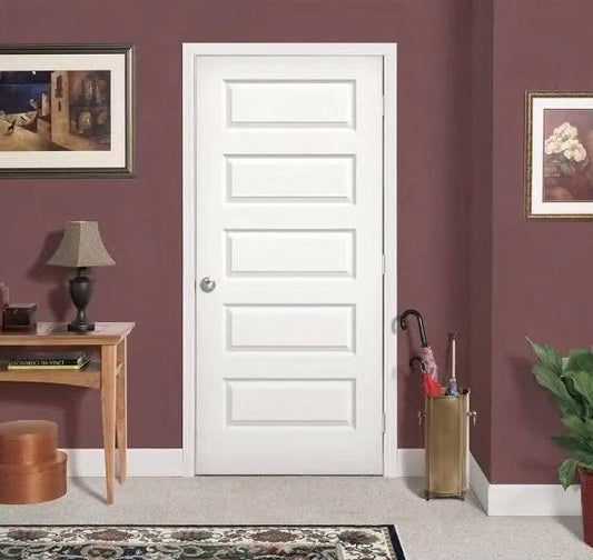 PreHung: Madison 6/8(80") Primed Moulded Smooth 1-Panel Shaker Style Hollow Core Slab 1 3/8"