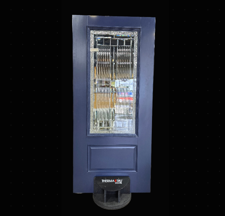 Pre-Hung Fiberglass Smooth w/ Sarantoga Glass and Nickel Caming ThermaTru