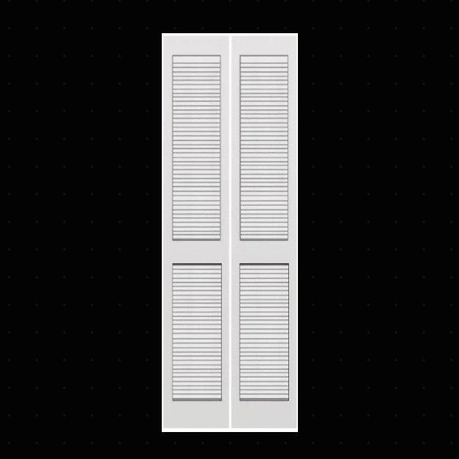 Bifold:Louver over Louver Primed Bifold Door w/Hardware