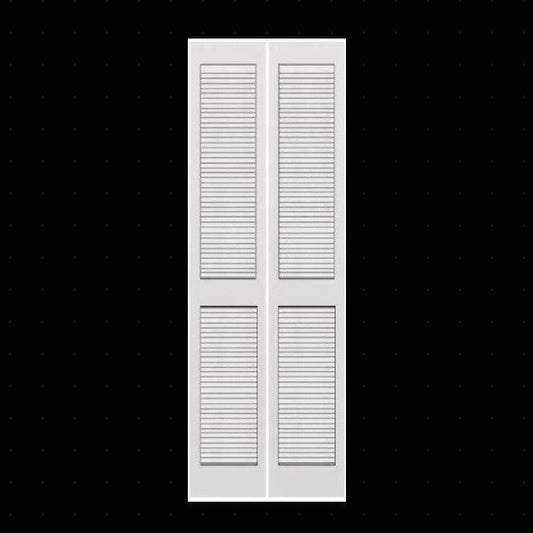 Bifold:Louver over Louver Primed Bifold Door w/Hardware